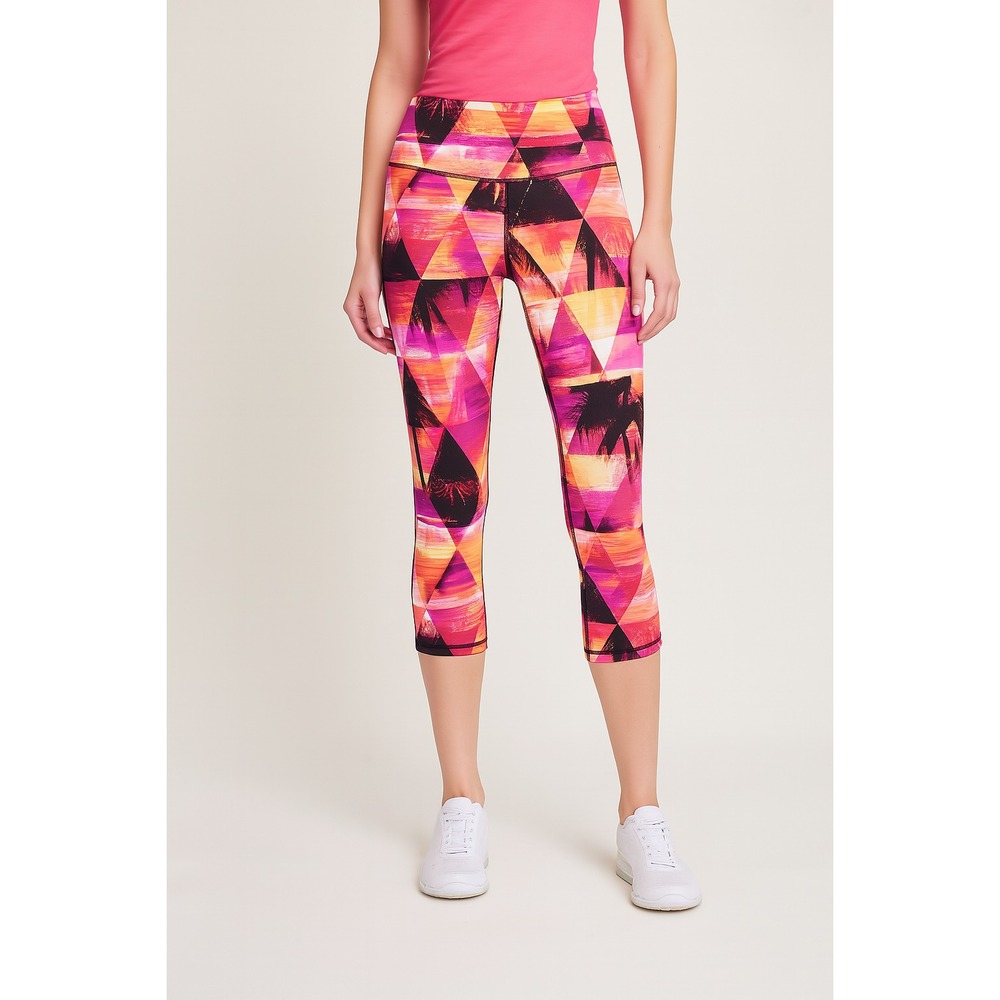 Material Girl Active Juniors' Printed Cropped Leggings Sunset Geo Size M